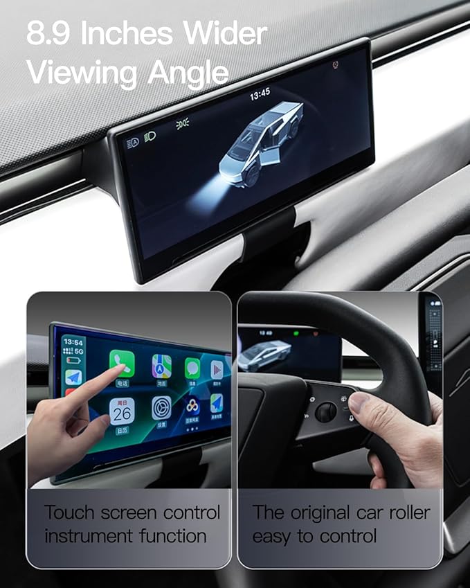 Style 8.9 Inch Smart Gauge Center Console for Tesla Cybertruck1920 * 720 HD Touch ScreenWider Viewing Angle of Large ScreenNavigationNo Broken/No Hole