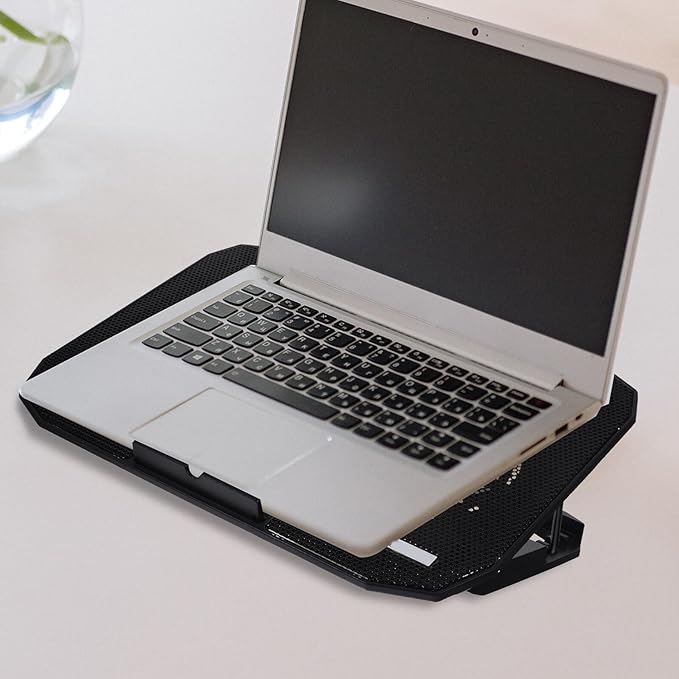 Sewroro Foldable Laptop Stand with Multi-Speed Fans LCD Display Heat Dissipation Rack for Laptops Portable Cooling Pad for Gaming and Work