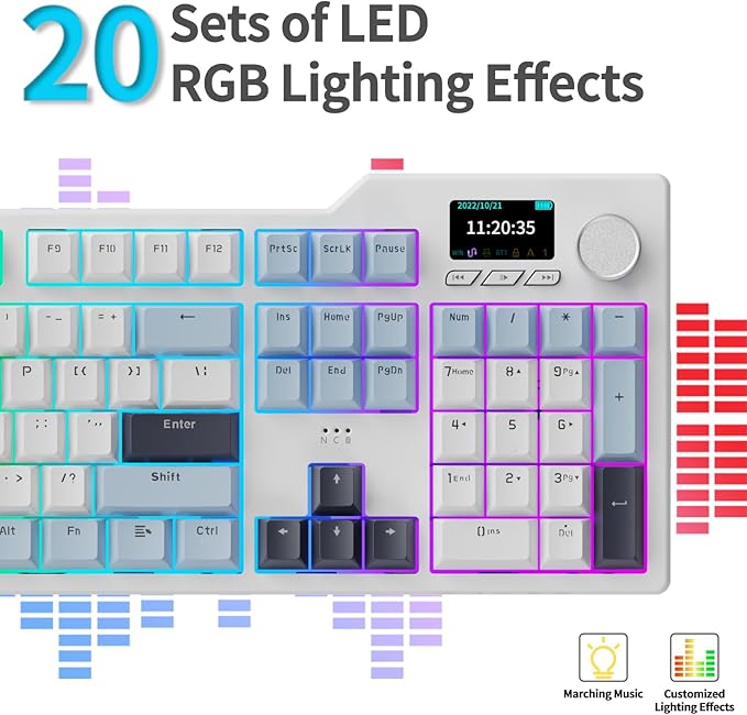 DAIDAI×AJAZZ AK35I V3 Full Size Hot Swap Mechanical Gaming Keyboard with Screen &amp Knob 2.4G/BT/USB-C Gasket Keyboard FR4 Plate 8000mAh Battery South Facing LED RGB (Avocado Axis)