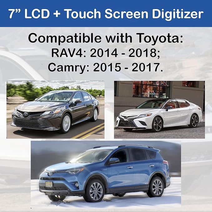 SCREENTRONICS Touch Screen LCD Monitor 7 Compatible Replacement for Toyota Camry 2015-2018 RAV4 2014-2018 Car Radio Navigation 12-pin Part# C070VTN01 (LCD Monitor + Touch Screen)