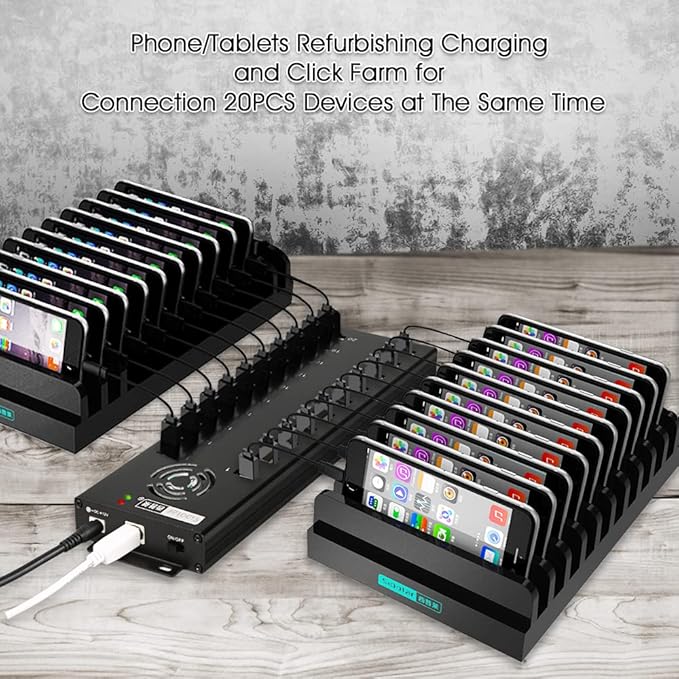 Industrial 20-Port USB 2.0 High Power Hub with up to 1.2A Charging Current per Port