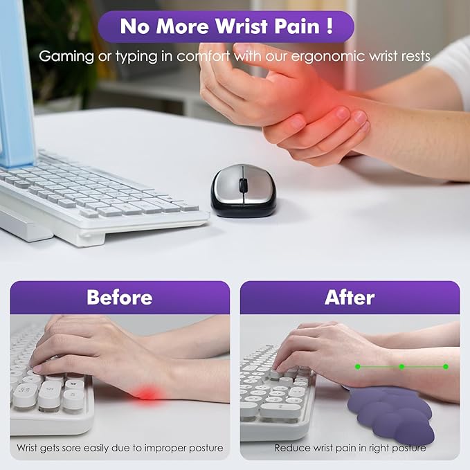 MoKo Cloud Wrist Rest Ergonomic Cloud Keyboard Wrist Rest with Mouse Rest Wrist Pad Durable Polyester Cloud Arm Rest Wrist Pad for Keyboard and Mouse for Office Gaming Computer Laptop Purple