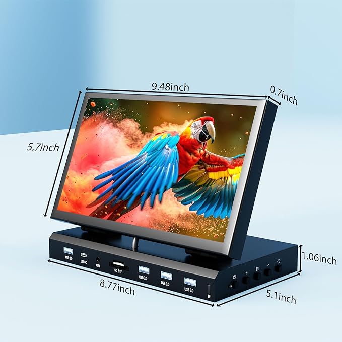 10.1 Small Monitor for PC Raspberry Pi 1280x720 IPS Mini Monitor Multi-Port Docking Station Built-in USB Hub &ampDual Speakers Raspberry Pi Display for DIY ProjectsGaming &amp Aida64 CPU GPU Mon