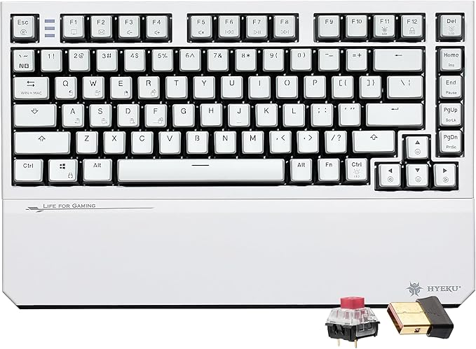 Hexgears X2 TKL Wireless Mechanical Gaming Keyboard with Magnetic Wrist Rest Dual-Mode 2.4GHz/USB-C Ergonomic Keyboard Pre-lubed Linear Switches White LED Backlit Computer Gaming Keyboards