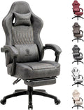 Dowinx Gaming Chair Breathable PU Leather Gamer Chair with Footrest Massage Lumbar Support Big and Tall Ergonomic Reclining Computer Chair with Pocket Spring Cushion for Adults Teens (Grey)