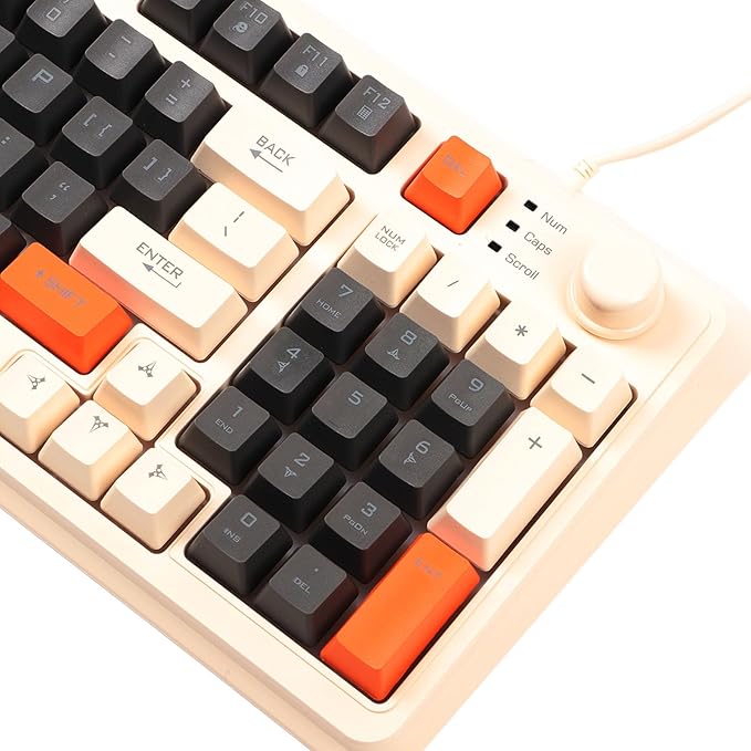 Vikye USB Gaming Keyboard Silent Computer Keyboard with 94 Keys LED Backlight Ergonomic Keyboard with Foldable Cable Gaming Keyboard Suitable for