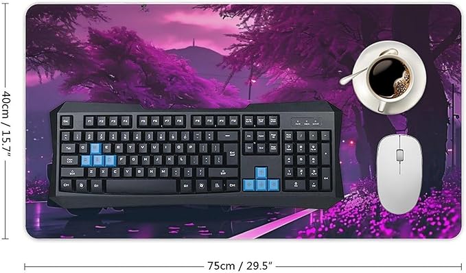 Large Mouse Pad Anime JDM Car S13 Purple Flowers Static Desk Mat Computer Accessories Gaming Office Organizers Supplies Decor Essentials Keyboard Pads for Desk Rubber 40X80cm