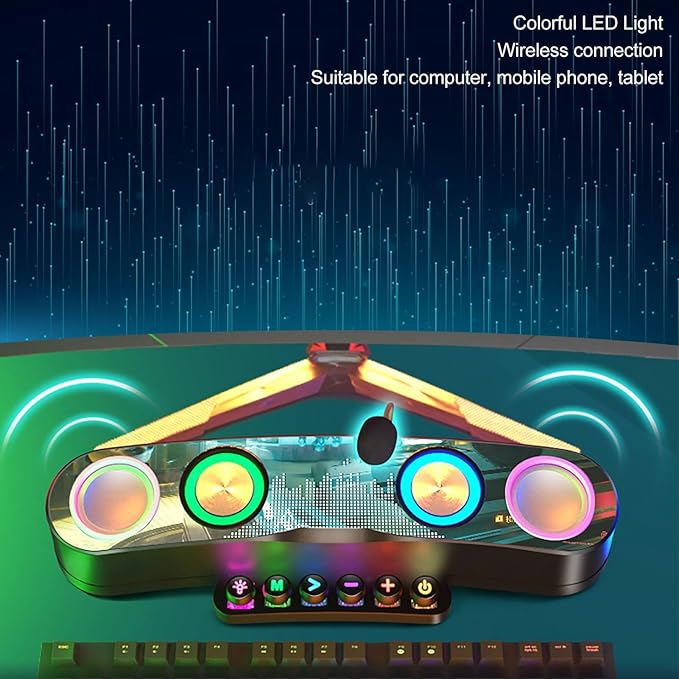 Computer Speakers for PC Desktop Monitor RGB Gaming PC Sound Bar with Switch Buttons Desktop PC Soundbar Speaker for Desktop Laptop