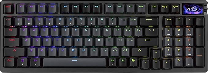 ASUS ROG Azoth 96 HE Wireless Hall Effect Gaming Keyboard – 96% Full-Size Tri-Mode Hot Swappable Magnetic Switch Rapid Trigger Speed Tap 8K Hz Polling Color OLED Screen PBT Keycaps – Black