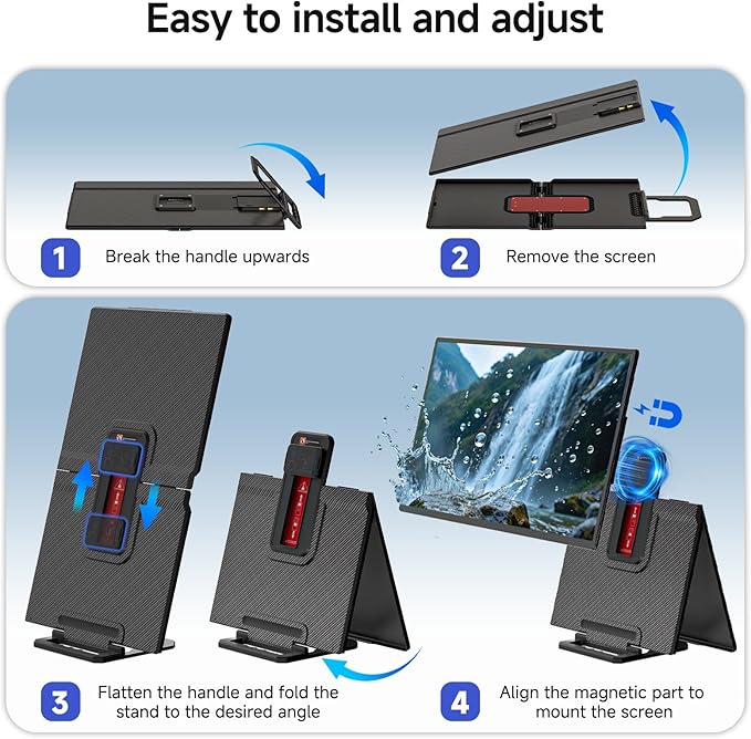24 Large Portable Monitor IPS USB-C HDMI Work Home Gaming Second Monitor 4.2 Height &amp 90° Rotation Adjustable Stand for Laptop MacBook Phones PS4&amp5 Switch Xbox