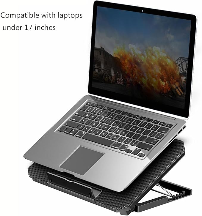 Foldable Adjustable Laptop Cooling Pad with 2 Quiet Fan for Notebook with Adjustable Heights and USB Connection