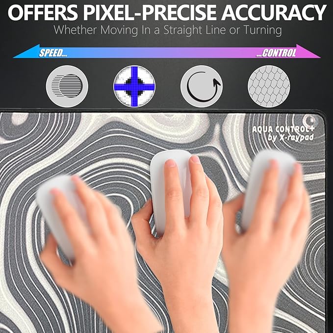X-Raypad Aqua Control Plus ROB Gaming Mouse Pad Ultra-High Precision Mouse Pad with Perfect Speed and Control Capability Consistent X and Y Glide Designed for Fps Players with Low DPI Requirements