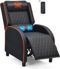 POWERSTONE Gaming Chair Recliner with Footrest Breathable PU Leather Massage Recliner - Ergonomic Sofa Computer Chair with Lumbar Support Headrest and Side Pouch for Living Room Home TheaterOrange