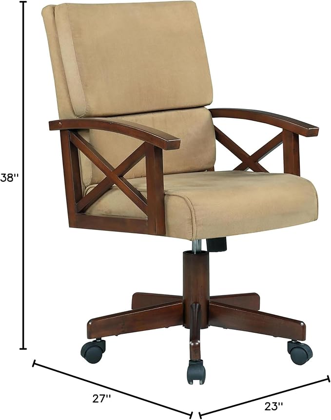 Tan and Upholstered Game Chair with Casters