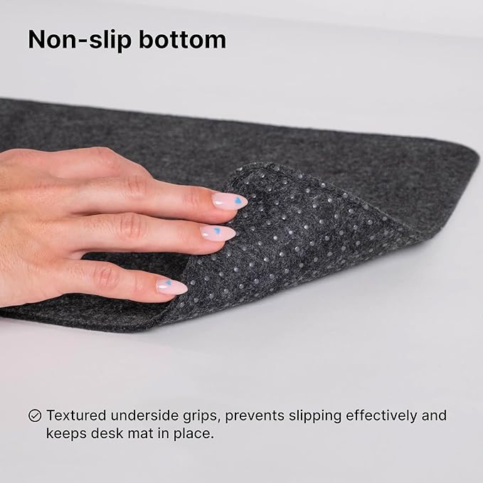DELTAHUB - Minimalistic Felt Desk Protective Pad Anti-Fray Anti-Slip Easy to Clean Easy Glide Long Lasting Sleek Design Comfortable Resistant Desk Mat PC Mac Laptop - Medium (12x35inch)