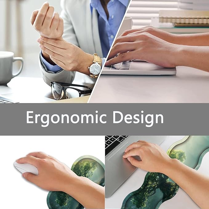 Large Gaming Mouse Pad + Keyboard Wrist Rest + Wrist Support + Coaster Set Memory Foam Ergonomic for Easy Typing XXL Extended Gaming Mouse Pad Table Pad - Tree of Life