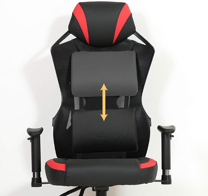 不二貿易(Fujiboeki) Fuji Boeki 19427 Rays Gaming Chair Personal Chair Width 27.0 x Depth 25.8 x Height 46.5-49.2 inches (68.5 x 65.5 x 118-125.5 cm) Red Mesh Rotatable Reclining