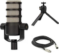 Rode PodMic Dynamic Podcast Microphone with Rode Tripod Desktop Mic Stand XLR Cable and StreamEye Polishing Cloth