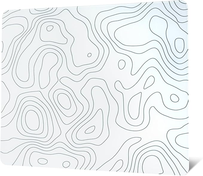 Glass Mousepad for Gaming White Topographic Hard Gaming Mouse pad Professional Large Mouse Mat 410mm*310mm Special Glass Surface with Improved Precision and Speed