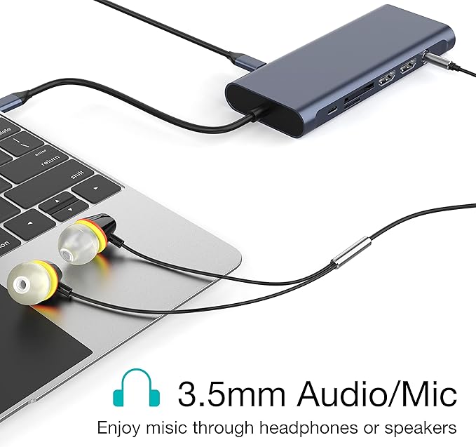 USB C Docking Station Hub (13 -in-1) with 2 X 4K HDMI Ethernet VGAAudio USB3.0 TF/SD Dongle Docking Station Compatible for MacBook iPad Pro Dell Hp Lenovo