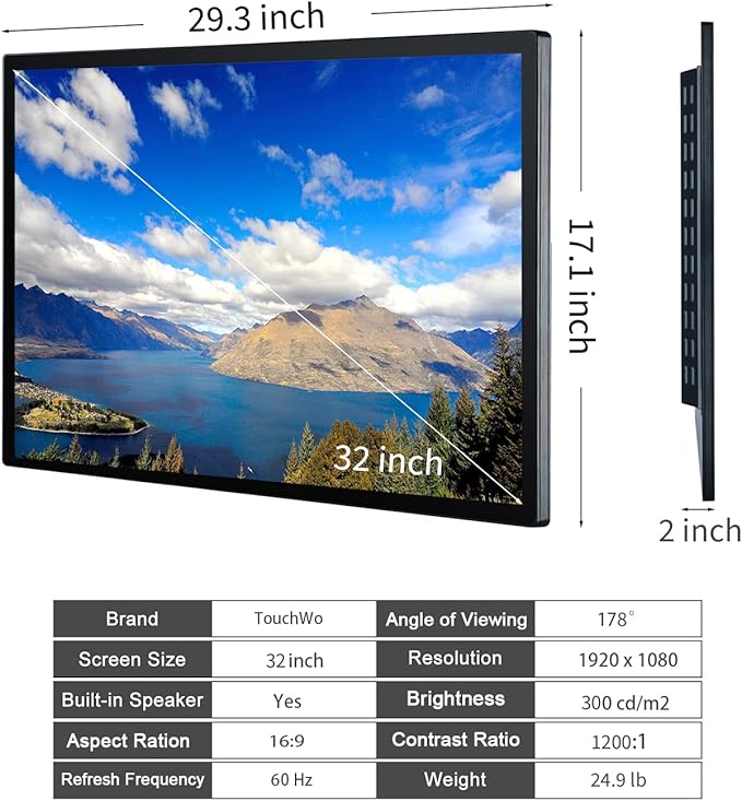 32 inch Interactive Touchscreen Monitor Smart Board with 16:9 Display 1080P Android 11 Touchscreen Electronic Whiteboard for Office and Classroom RAM 2G &amp ROM 32G