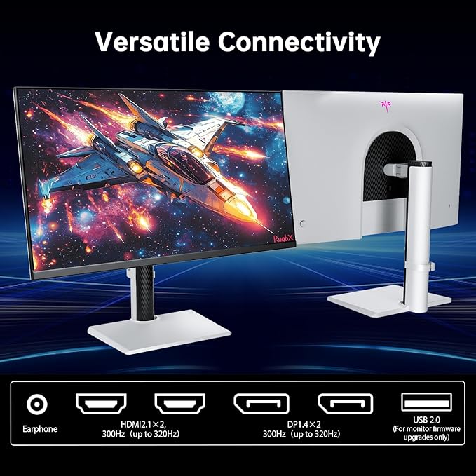 KTC 27 Inch White Gaming Monitor 300Hz/320Hz QHD 1440P Fast IPS Computer Monitor with Adaptive FreeSync HDR400 Height/Pivot/Swivel/Tilt Adjustable DP&ampHDMI(Renewed)