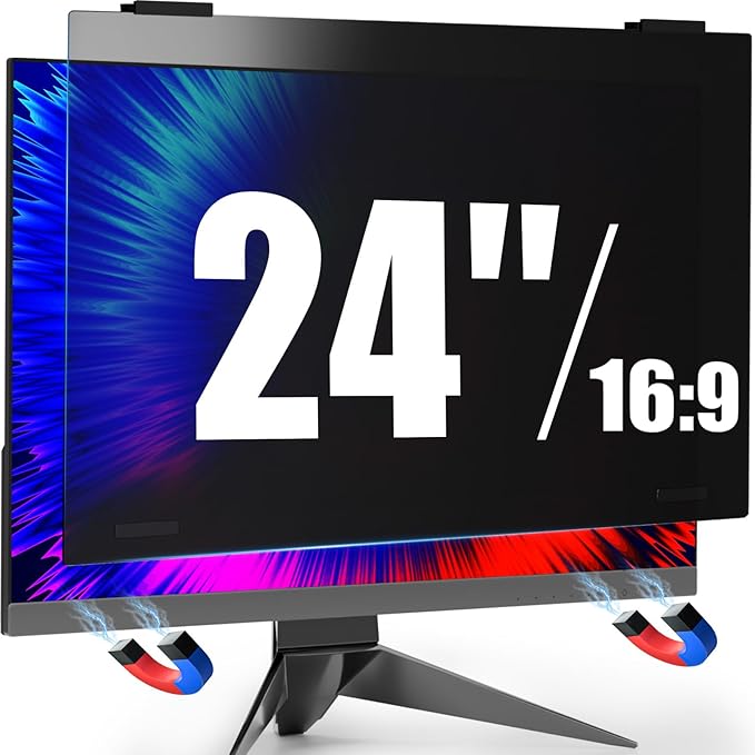 Magnetic 24 Inch Privacy Screen Hanging for Computer Monitor 16:9 Aspect RatioAnti Glare Blue Light Private Protector Eye CareRemovable Anti Spy Filter Shield for Digital Workplaces