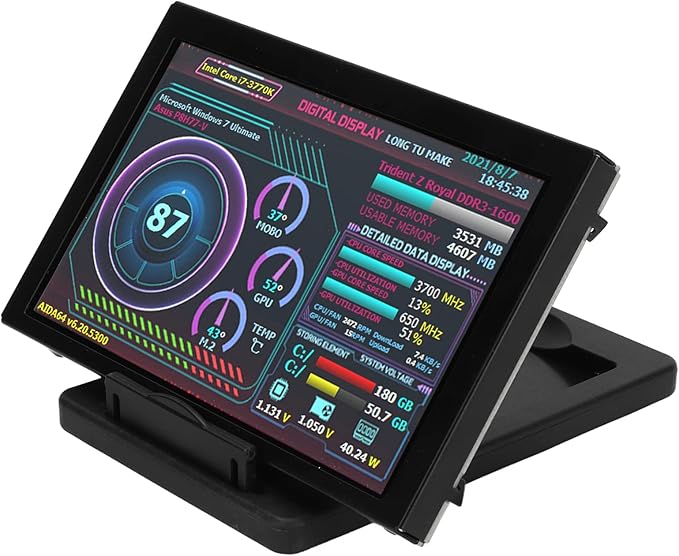 5 Inch Computer Temp Monitor for aida64 PC CPU Monitor CPU Hardware Temperature Monitor External Expansion Display for PC ARGB Computer Case Secondary Screen