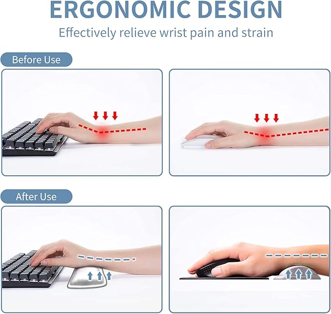 Keyboard Wrist Rest + Mouse Pad + Mouse Wrist Rest Support Set + Coaster Ergonomic Memory Foam Mouse and Keyboard Pad Set for Laptop Computer Office Home Working Gaming Purple Butterfly