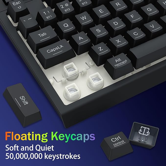 Redragon Portable Wireless Gaming Keyboard Bluetooth/2.4GHz/USB-C Wired RGB Backlit 75% Mini Quiet Macro Membrane Keyboard Rechargeable 4000mAh Battery Anti-Ghosting for Win/MAC