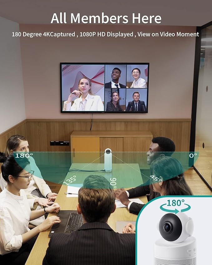 KanDao Meeting S - 1080P Video Conference Camera for PC/Mac/Desktop with Built-in Android System Face Recognition and Audio-Based Tracking Compatible with Teams Skype Zoom