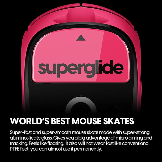 Superglide Glass Mouse Skates for Logitech G Pro X Superlight - Polished Edge Ultra Smooth Glide Compatible with Glass Mousepads Durable Gaming Feet (Type-S Magenta)