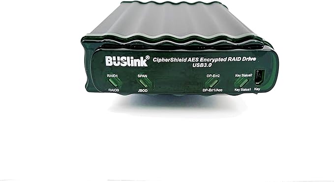 BUSlink CipherShield FIPS 140-2 Level 2 HIPAA 256-bit AES USB 3.0 Encrypted RAID 0 Portable Hard Drive (8TB)
