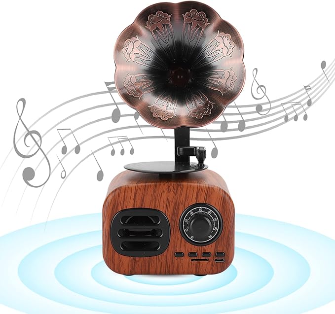 Heayzoki Retro Bluetooth Speaker Portable Walnut Radio Mini Loudspeaker Music Player for Desktop Laptop Walnut