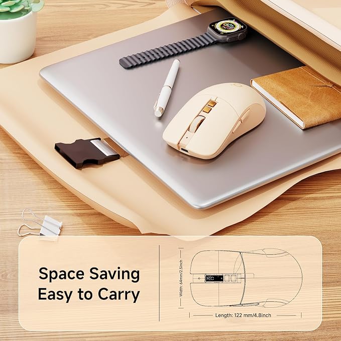 EWEADN G309 Wireless Computer Mouse2.4G&ampBluetooth Ergonomic Cordless Mice with 4000 DPI5 Adjustment LevelsCute and Portable Mouse for Laptops PC and More7 Buttons Office USB Mice-Pink