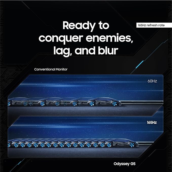 Samsung 34' Odyssey G5 Ultra-Wide Gaming Monitor with 1000R Curved Screen 165Hz 1ms FreeSync Premium Large Display Eye Comfort Multiple Ports WQHD LC34G55TWWNXZA Black
