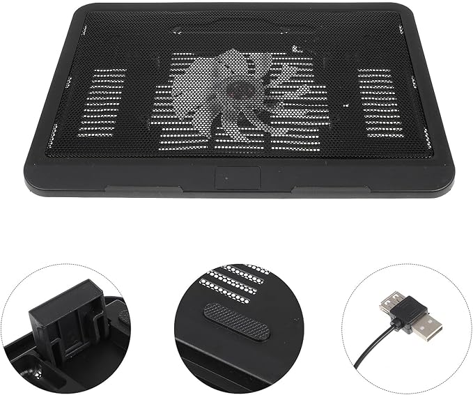 Kisangel Silent Laptop Cooling Pad with Ultra-Thin Design Large Ventilation Area Quiet Fan for Efficient Heat Dissipation Computer Accessory Compatible with Gaming Laptops and Notebooks