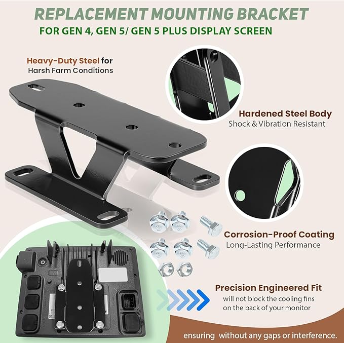 Camoo Heavy-Duty Monitor Mounting Bracket Kit Fits for John Deere 4640 and 4240 Display Gen4 Gen5 Gen5+ Display Module Mounting Bracket Universal Regular for Support Stability
