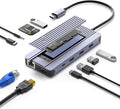 12-in-1 USB-C Hub with 10Gbps M.2 NVMe/SATA SSD Enclosure Support 4K@60Hz HDMI100W PDSD/TF Card Reader1Gbps RJ453 5Gbps USB 3.05Gbps USB-C DATA48kHz Audio Compatible with MacBook Pro/Air/Lenovo