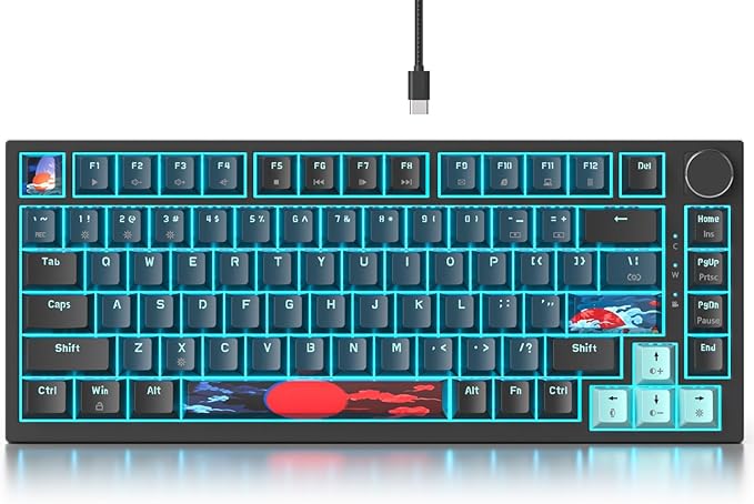 Fogruaden Wired 75% Percent Mechanical Keyboard RGB Backlit 75 Percent Gaming Keyboard Gasket Mount TKL Mechanical Keyboard Hot Swappable Red Switch NKRO Compact Keyboard with Volume Knob