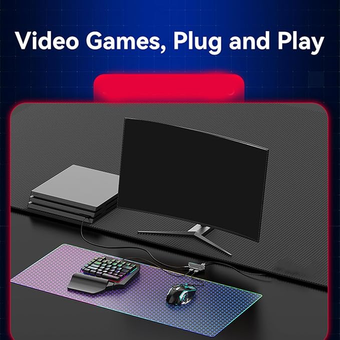 One Handed Half Gaming Keyboard and Mouse Combo with Keyboard Mouse Converter Support One Key Auto or Function for FPS FTG Games