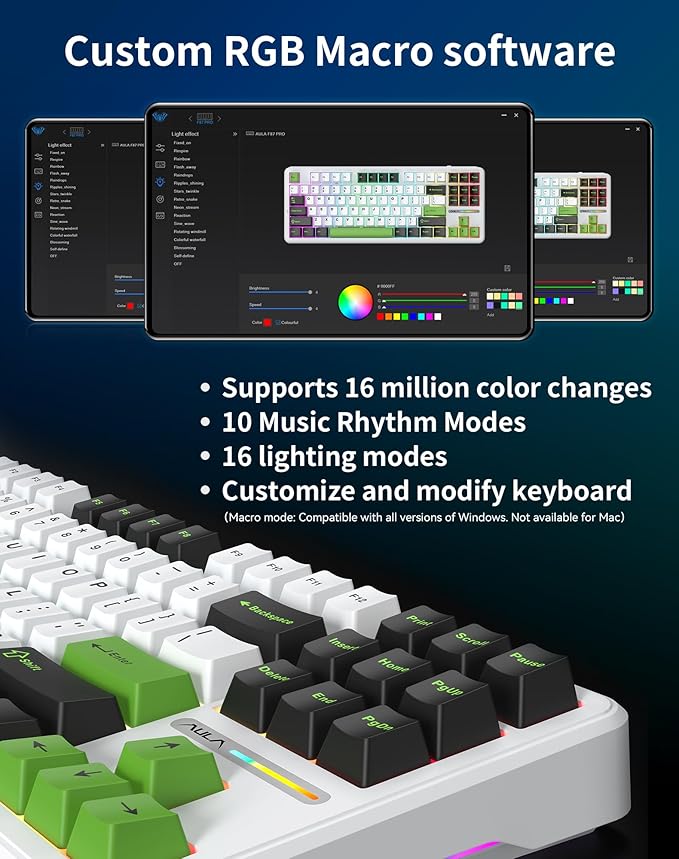 Aula F87 Pro Wireless Mechanical Keyboard 87-Key TKL Tri-Mode (BT5.0/2.4G/USB-C) Hot Swappable Gasket Mount Keyboard 4000mAh Battery RGB Backlit PBT Keycaps Custom Gaming Keyboard for PC Mac