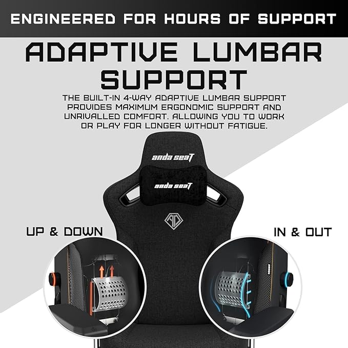 Anda Seat Kaiser 3 Large Gaming Chair for Adults - Ergonomic Gray Fabric Gaming Seat with Lumbar Support Comfortable Office Chairs with Neck Support - Heavy Duty Wide Computer Seat