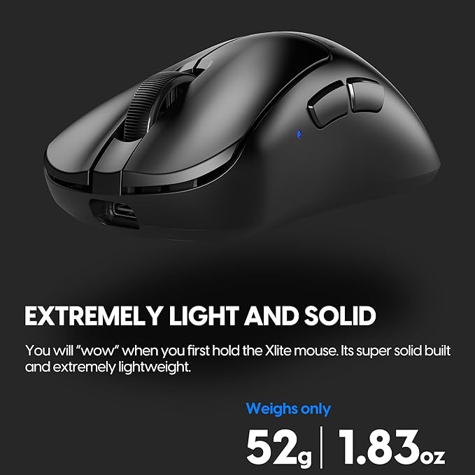 Pulsar Gaming Gears - Xlite v3 mini Wireless Gaming Mouse Ultra Lightweight 1.83 oz (52 g) Ergonomic Optical Switches PAW3395 Optical Sensor (Mini Wireless Black) (Renewed)