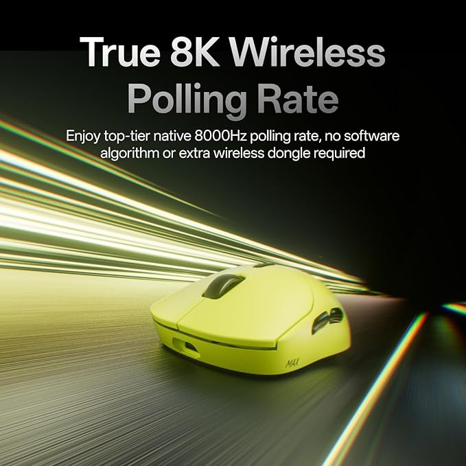 Rapoo VT2 MAX Wireless Gaming Mouse True 8K Wireless Polling Rate 53g Lightweight Up to 750 Hr Battery Nordic nRF54L15 MCU 120-Million Optical Switch 10 Programmable Buttons Macro Enabled