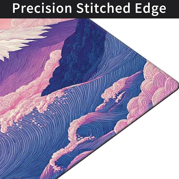 Japanese Mouse Pad with Stitched Edges Extra Large Desk Mat Gaming Mousepad XXXL Computer Keyboard Mat Waterproof Non-Slip Rubber Mice Pads for Office Desk Decor(Purple 48 x 24)