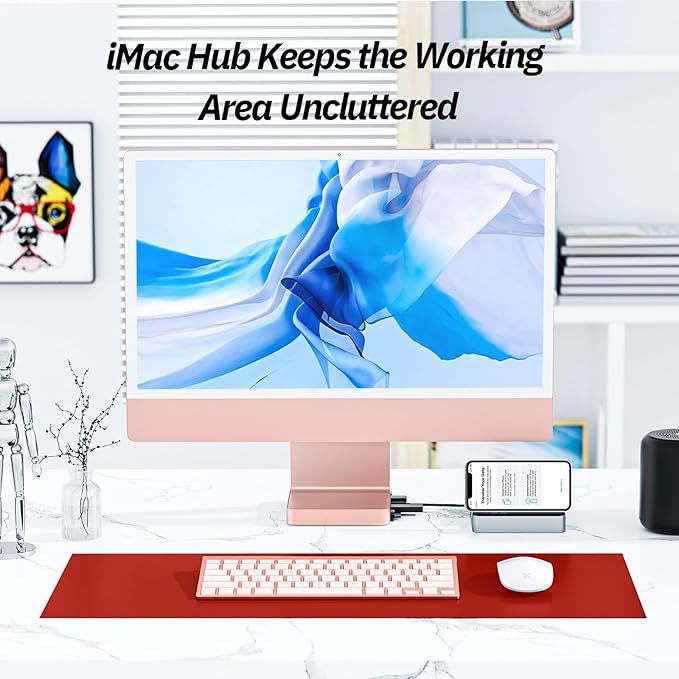 USB C Hub for iMac 24 inch 2021/2023/2024 Minisopuru iMac Hub Support M.2 NVMe SSD iMac Accessories for iMac M1/M3/M4 iMac Adapter with USB A/C 10Gbps SD/TF M.2 SSD (Not Included) Pink.