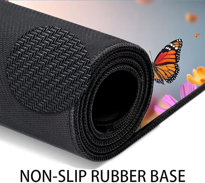 Large Mouse Pad Butterfly Desk Mat Pink Office Gaming Mouse Pad with Stitched Edges 24x16in Extended Mousepad with Non-Slip Waterproof Rubber Base for PC Laptop Desk Home Office Accessories a-1424