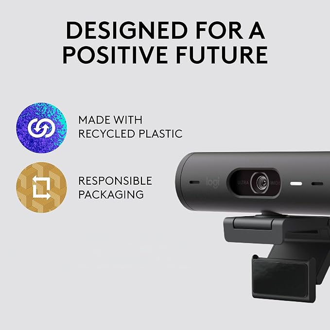 Logitech Brio 501 Full HD Webcam with Auto Light Correction Show Mode Noise Reduction Mics Privacy Cover Works with Microsoft Teams Google Meet Zoom Nintendo Switch 2 New GameChat Mode - Black