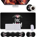 Keyboard Wrist Rest+Mouse Wrist Pad+Desk Pad SetMemory Foam Ergonomic Easy Typing Pain Relief for Computer Laptop Office Home - Dog Mom Floral